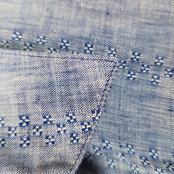 Chico's 100% Linen No Iron Blue Button-Up Blouse Size 14 - Picture 6 of 12